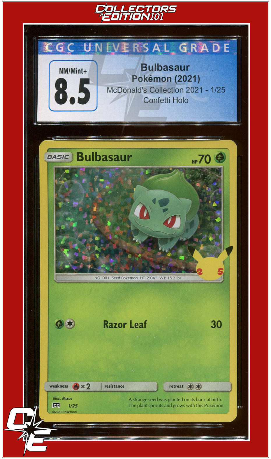 McDonald's Collection 2021 Bulbasaur Confetti Holo 1/25 CGC 8.5