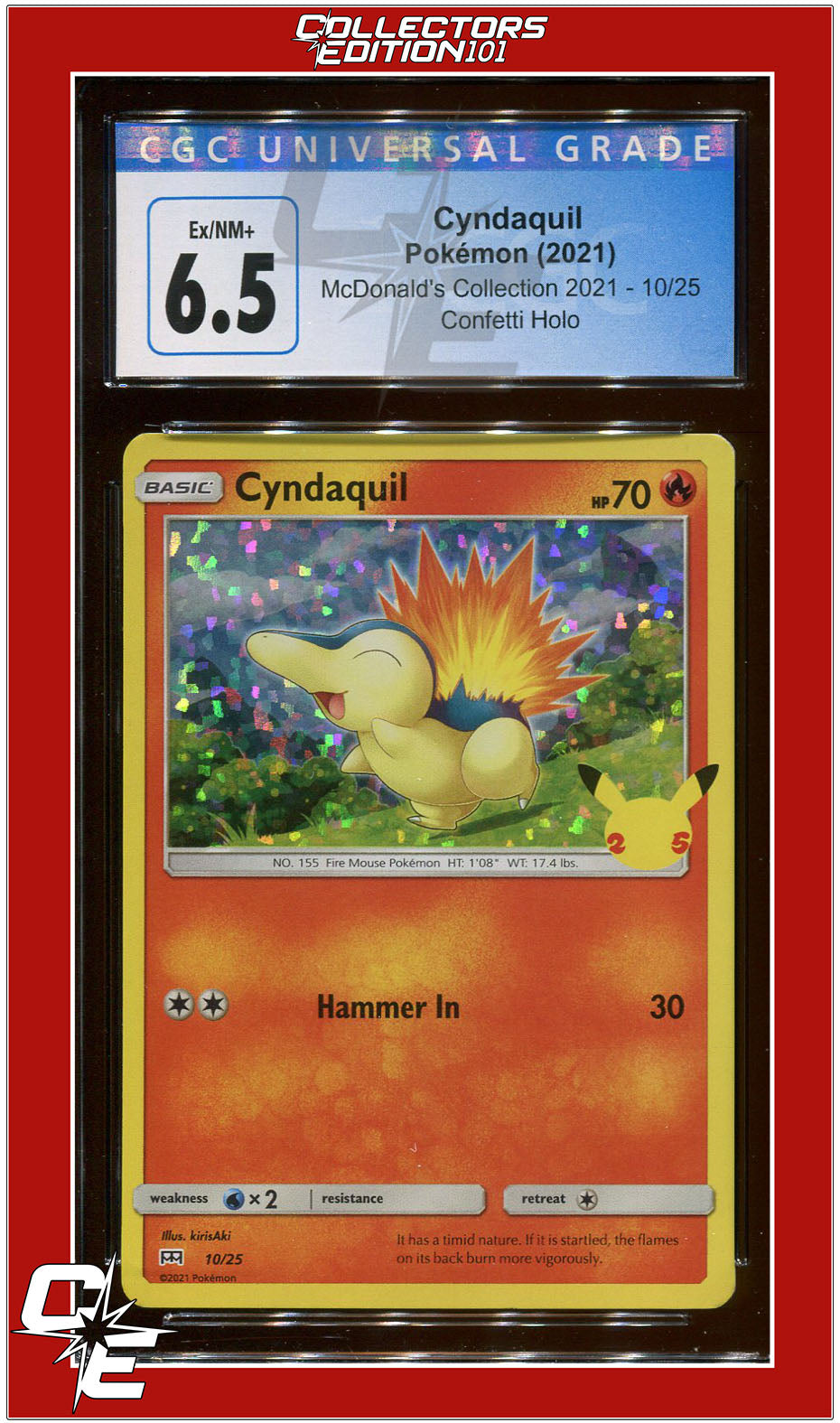 McDonald's Collection 2021 Cyndaquil Confetti Holo 10/25 CGC 6.5