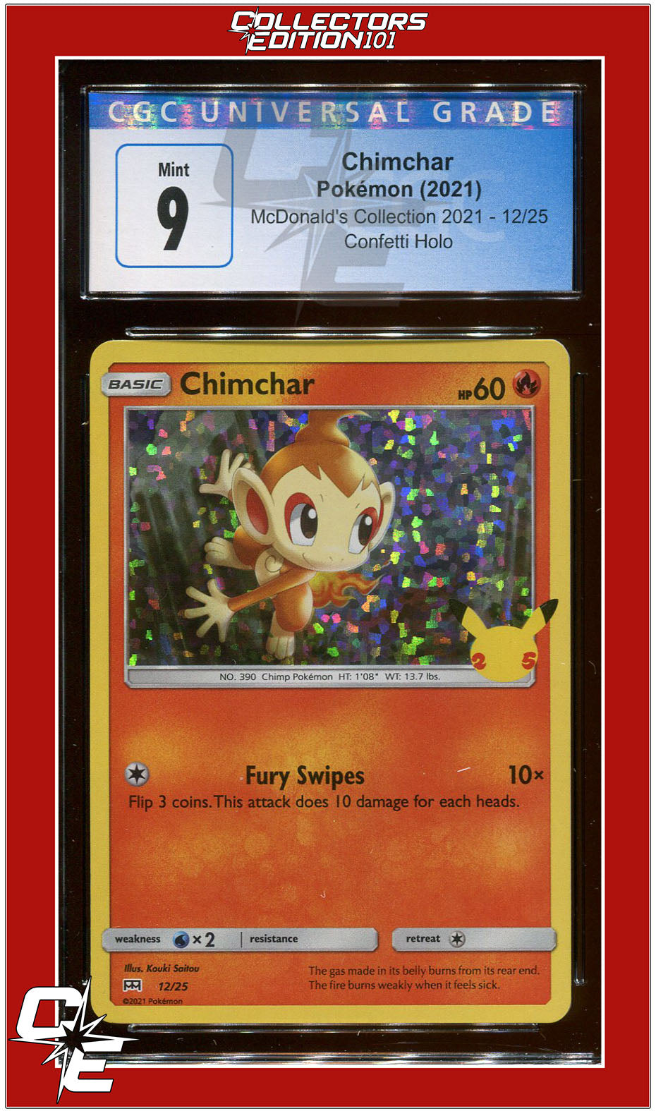 McDonald's Collection 2021 Chimchar Confetti Holo 12/25 CGC 9