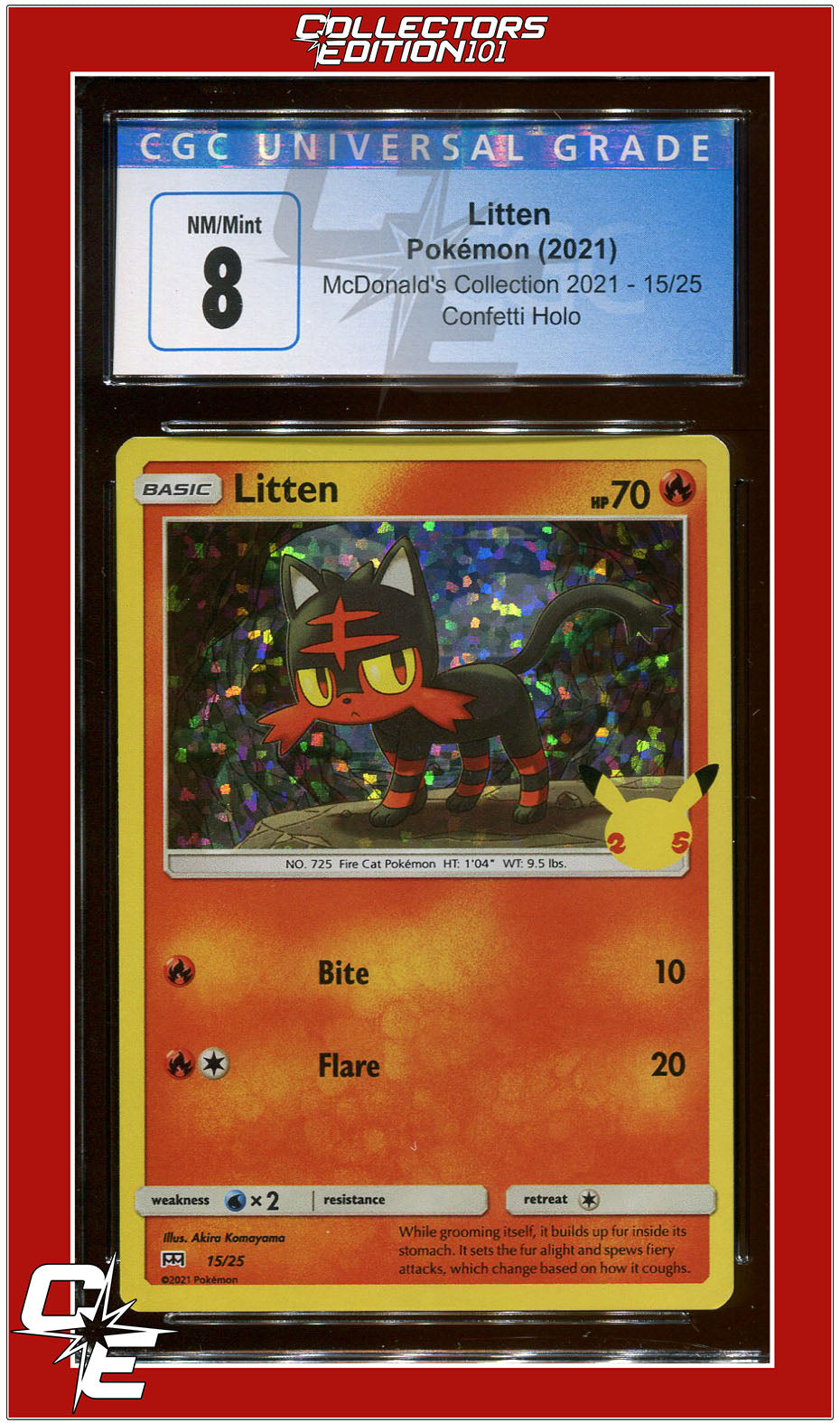 McDonald's Collection 2021 Litten Confetti Holo 15/25 CGC 8