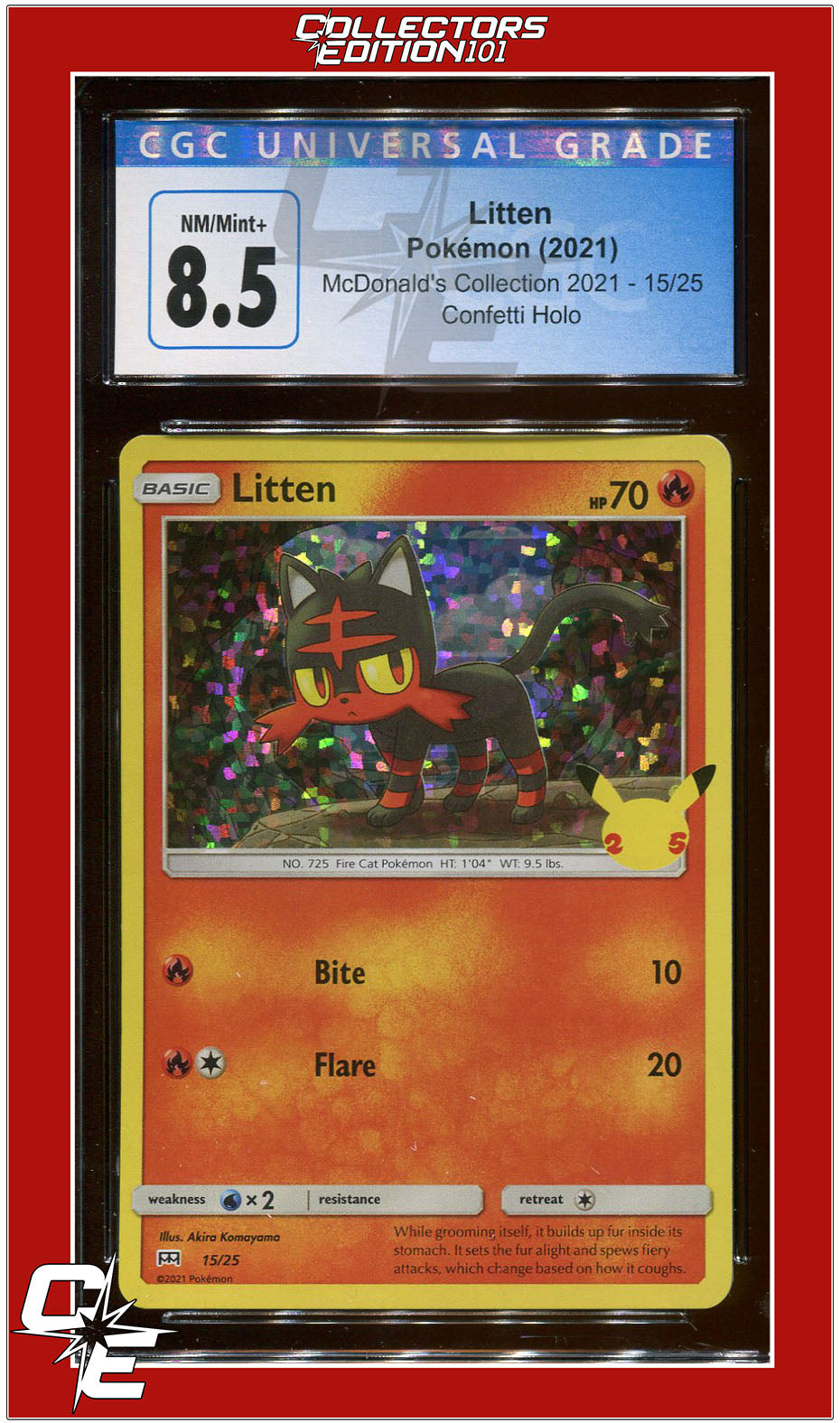 McDonald's Collection 2021 Litten Confetti Holo 15 CGC 8.5