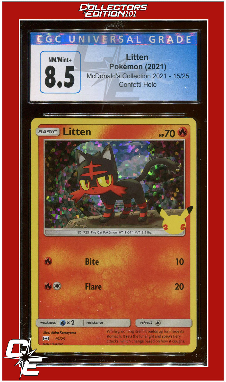 McDonald's Collection 2021 Litten Confetti Holo 15/25 CGC 8.5