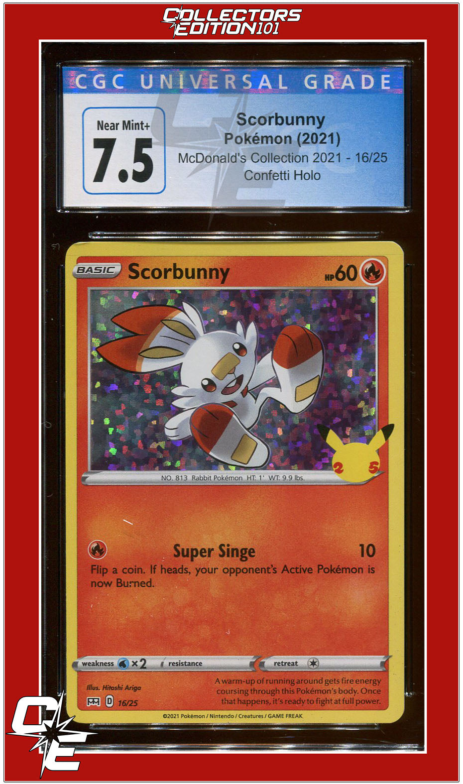 McDonald's Collection 2021 Scorbunny Confetti Holo 16/25 CGC 7.5