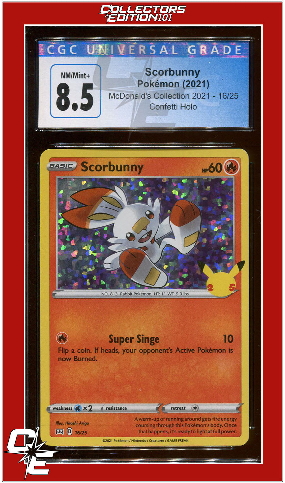 McDonald's Collection 2021 Scorbunny Confetti Holo 16 CGC 8.5