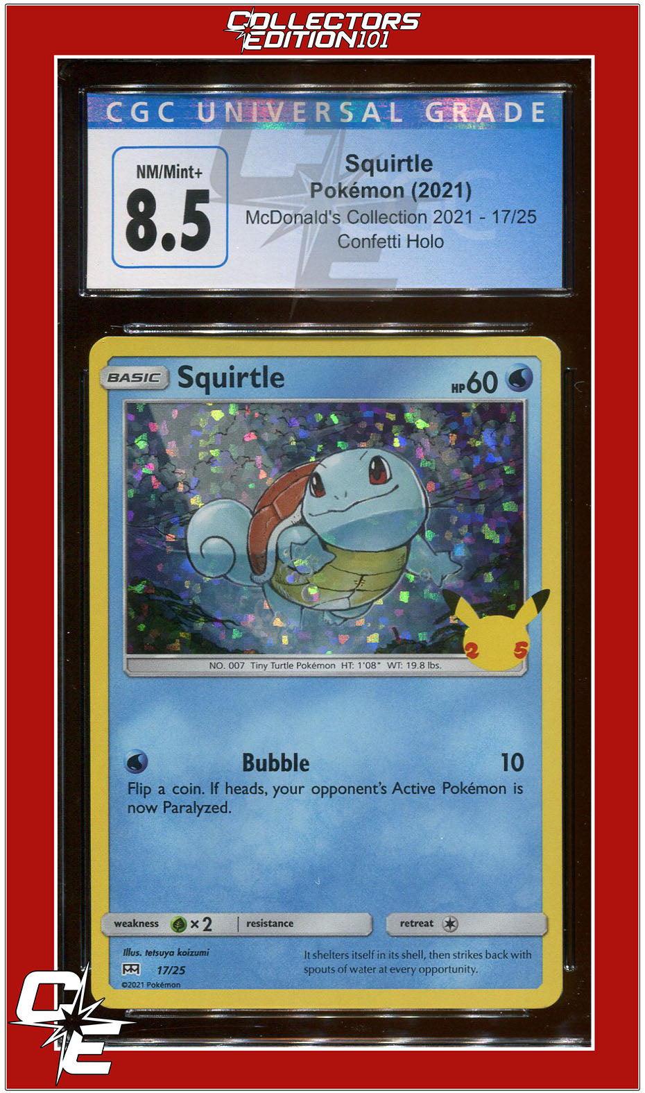 McDonald's Collection 2021 Squirtle Confetti Holo 17/25 CGC 8.5