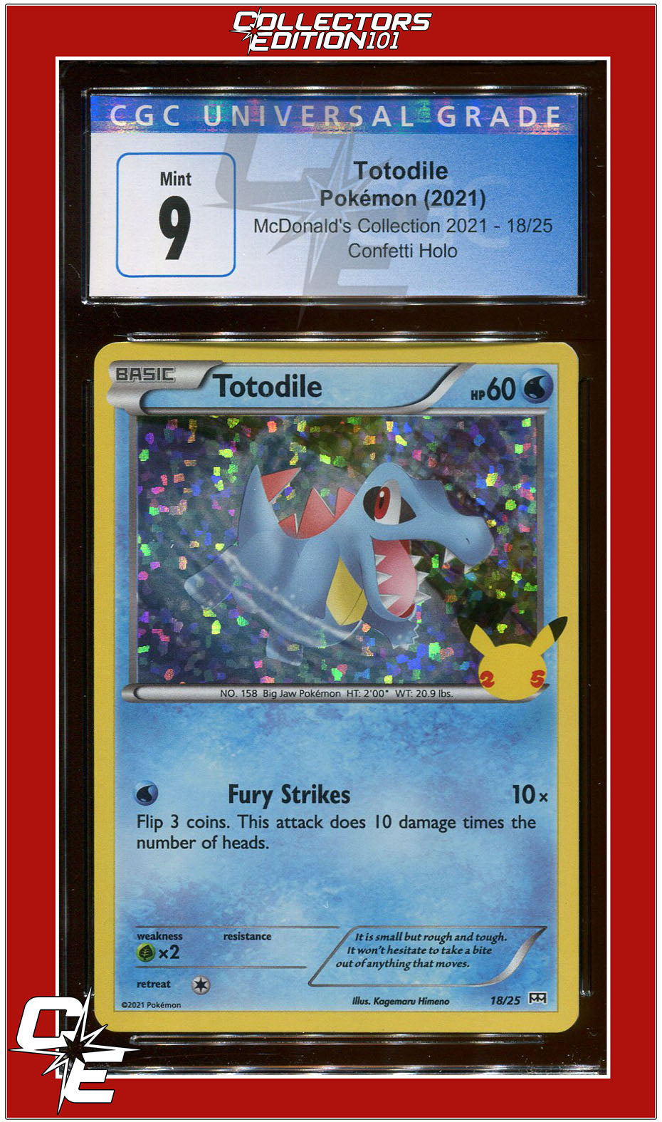 McDonald's Collection 2021 Totodile Confetti Holo 18 CGC 9