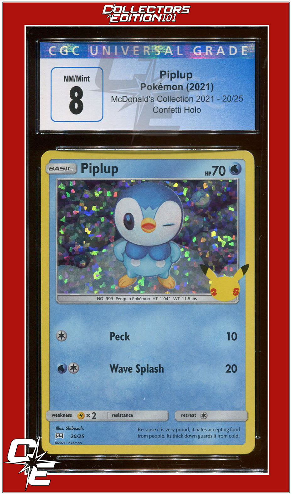 McDonald's Collection 2021 Piplup Confetti Holo 20/25 CGC 8