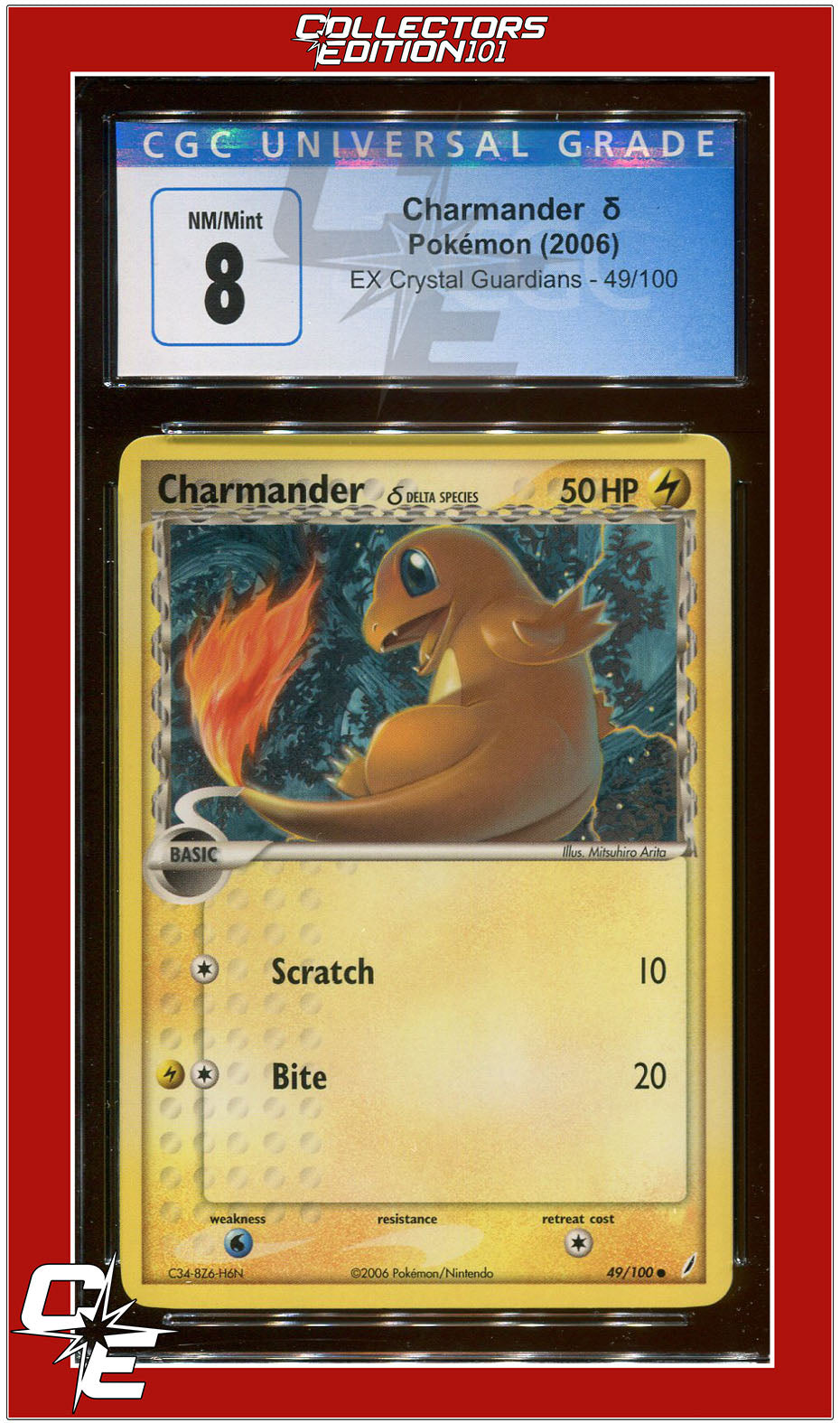 EX Crystal Guardians 49 Charmander CGC 8 | Collectors Edition 101 EX Crystal Guardians 49 Charmander CGC 8 | Collectors Edition 101