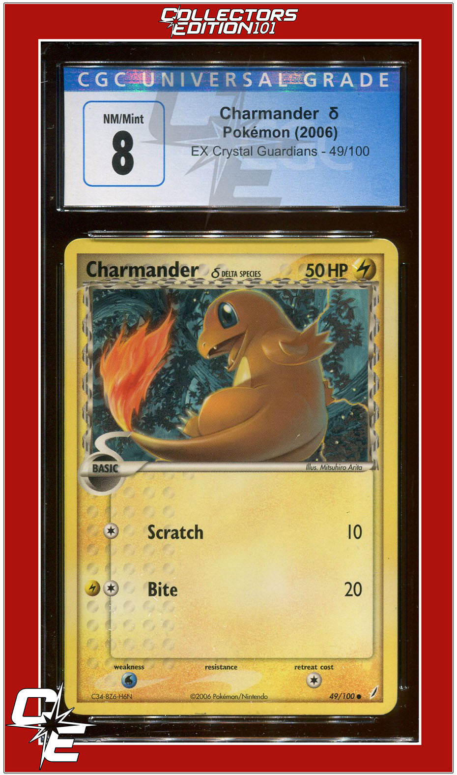 EX Crystal Guardians 49 Charmander CGC 8