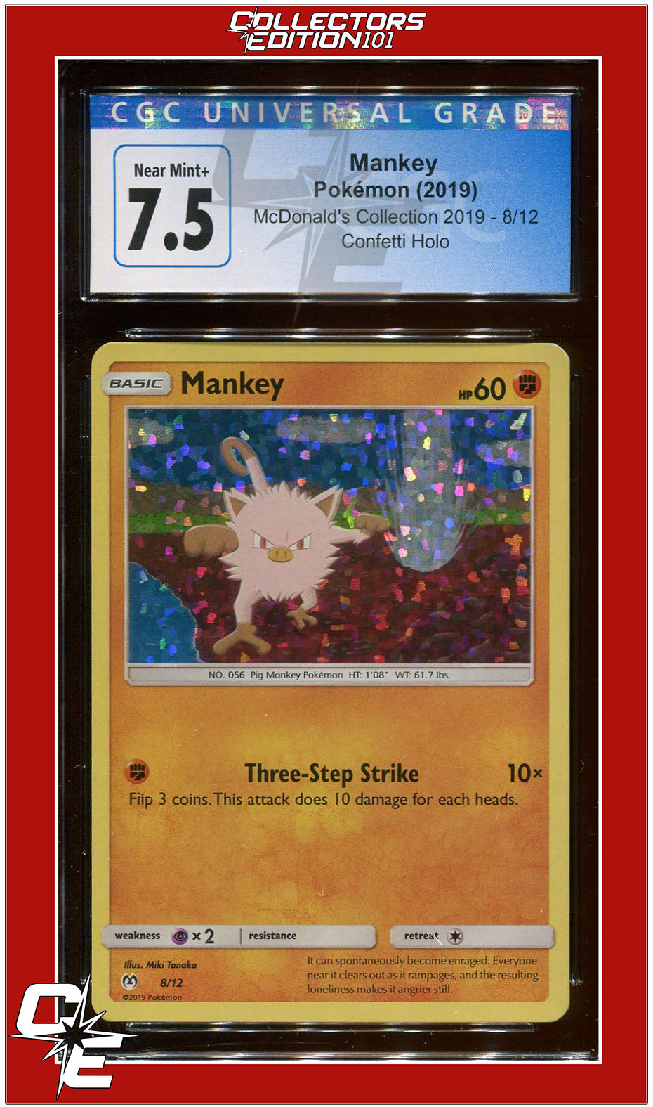 McDonald's Collection 2019 Mankey Confetti Holo 8 CGC 7.5