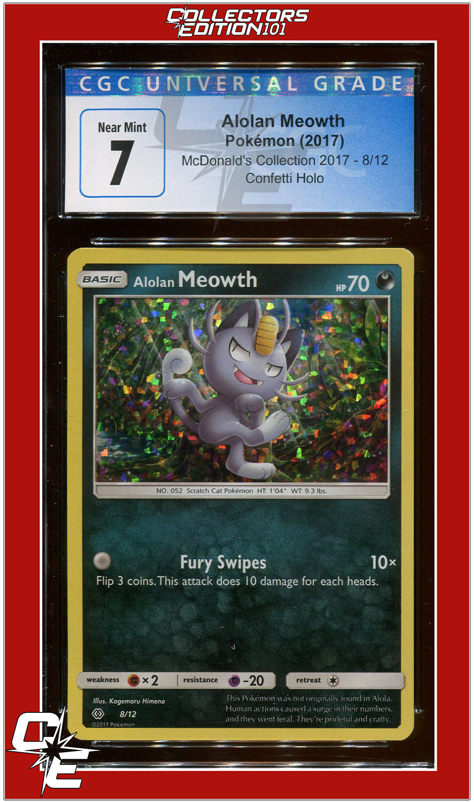 mcdonald pokemon card value McDonald's Collection 2017 Alolan Meowth Confetti Holo 8 CGC 7