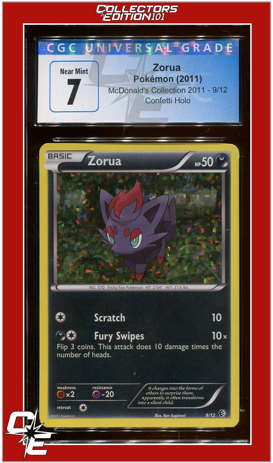 McDonald's Collection 2011 Zorua Confetti Holo 9/12 CGC 7