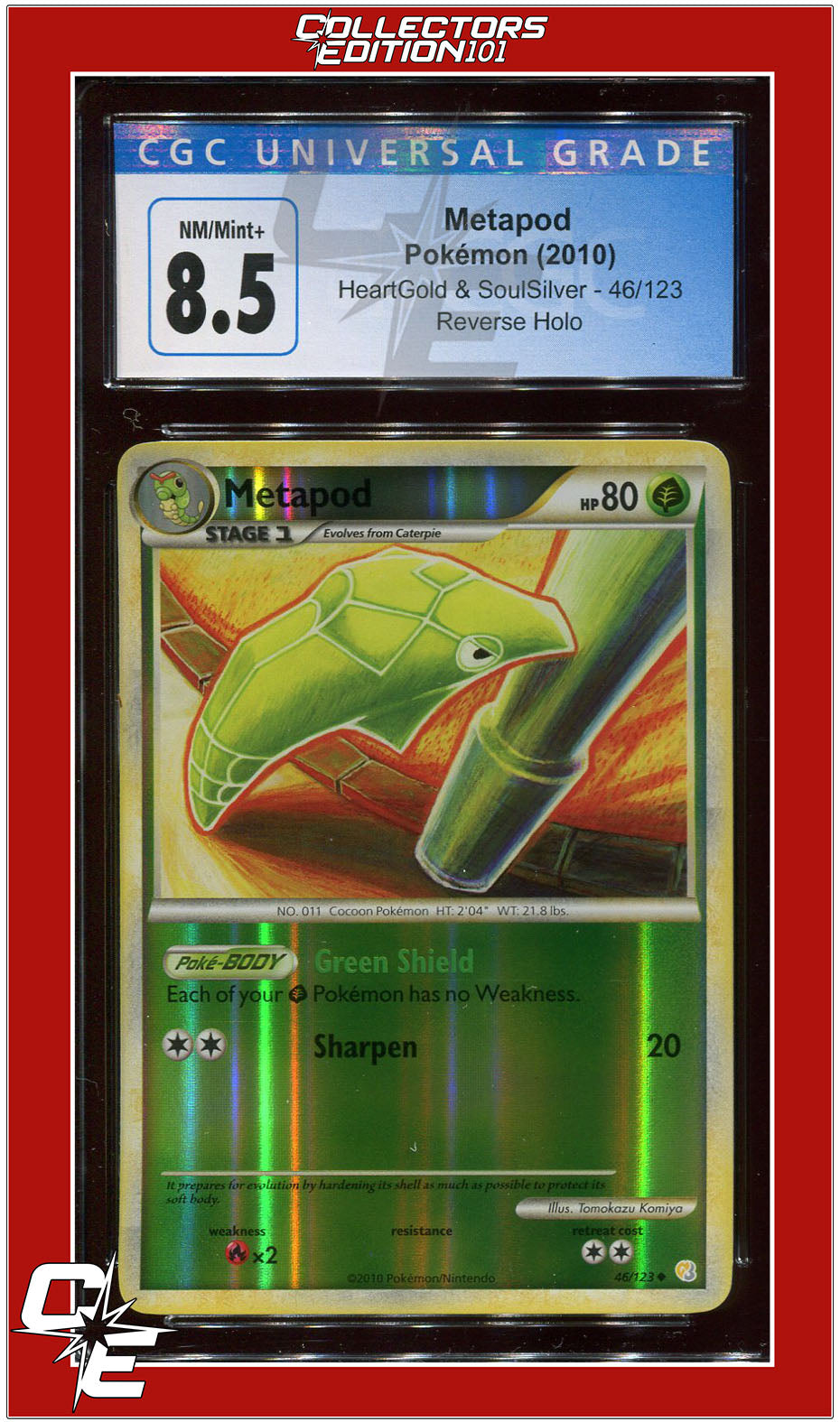 Heartgold & Soulsilver 46 Metapod Reverse Holo CGC 8.5