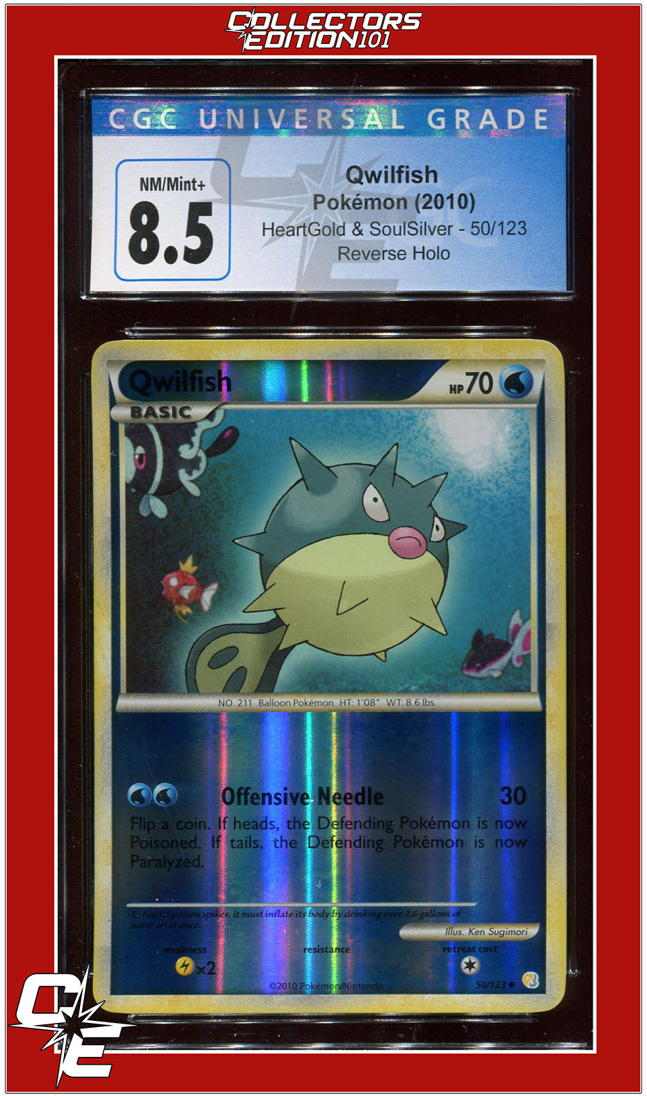Heartgold & Soulsilver 50 Qwilfish Reverse Holo CGC 8.5