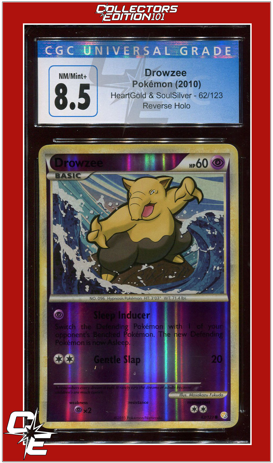 Heartgold & Soulsilver Drowzee Reverse Holo 62/123 CGC 8.5