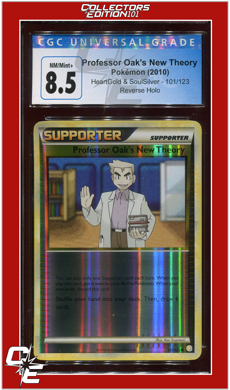 Heartgold & Soulsilver Professor Oak's New Theory Reverse Holo 101/123 CGC 8.5