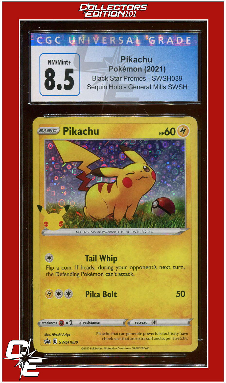 Black Star Promo Pikachu Sequin Holo SWSH SWSH039 CGC 8.5