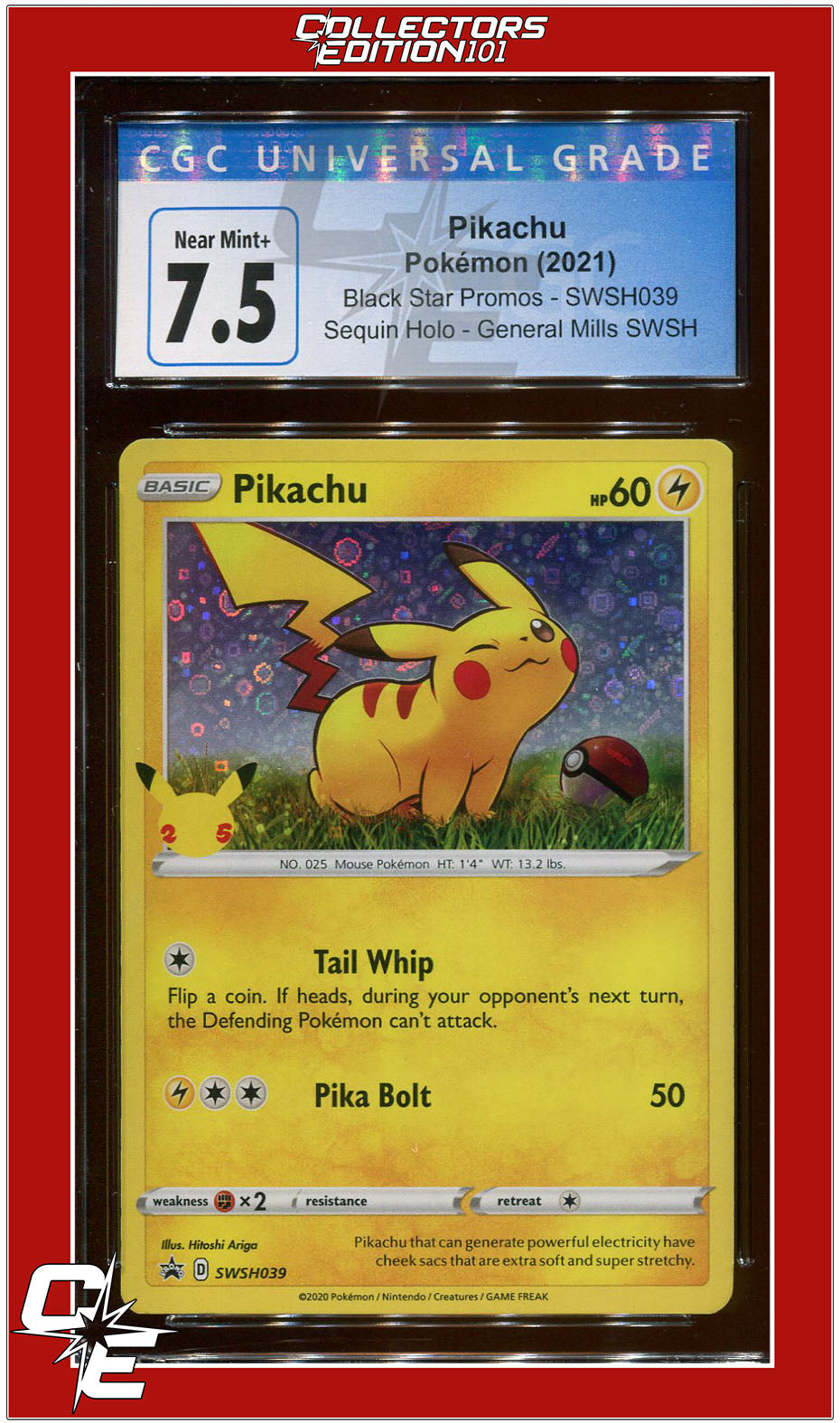 Black Star Promo Pikachu Sequin Holo SWSH SWSH039 CGC 7.5