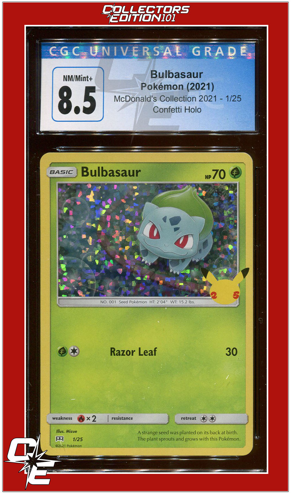 McDonald's Collection 2021 Bulbasaur Confetti Holo 1/25 CGC 8.5