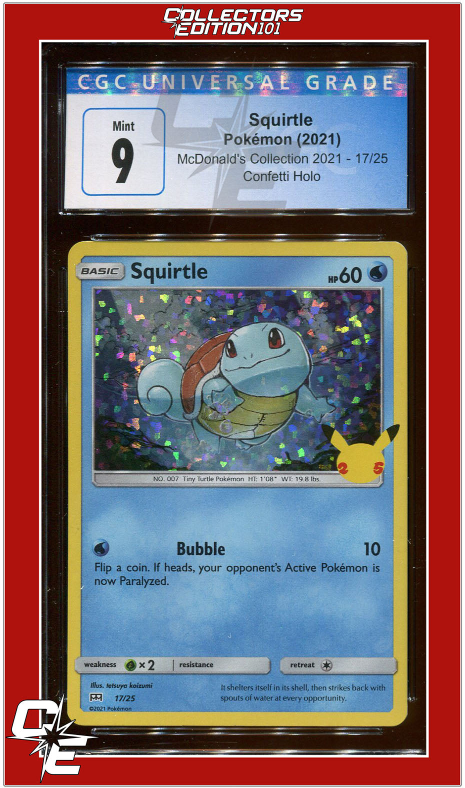 mcdonalds pokemon card squirtle McDonald's Collection 2021 Squirtle Confetti Holo 17 CGC 9