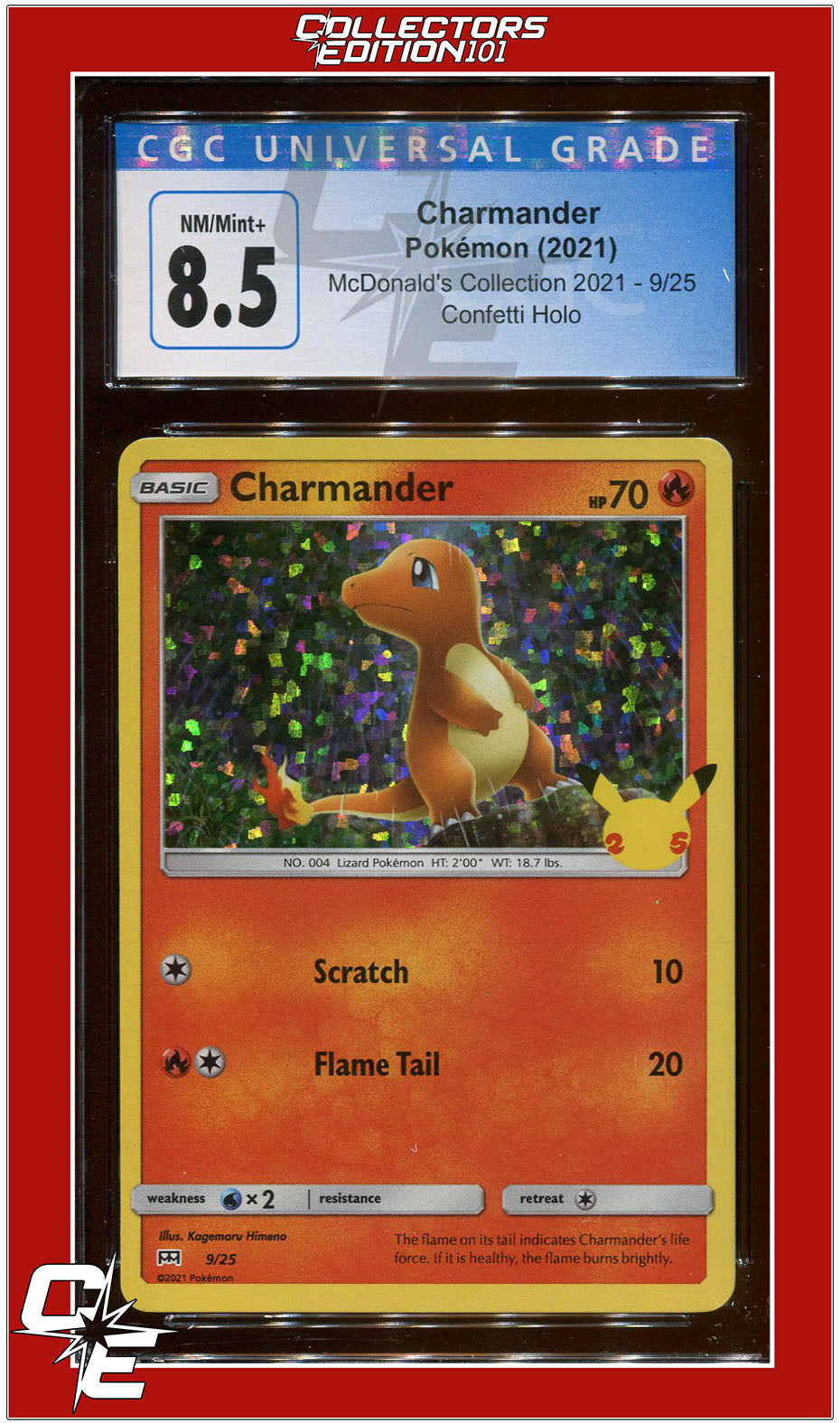 McDonald's Collection 2021 Charmander Confetti Holo 9/25 CGC 8.5