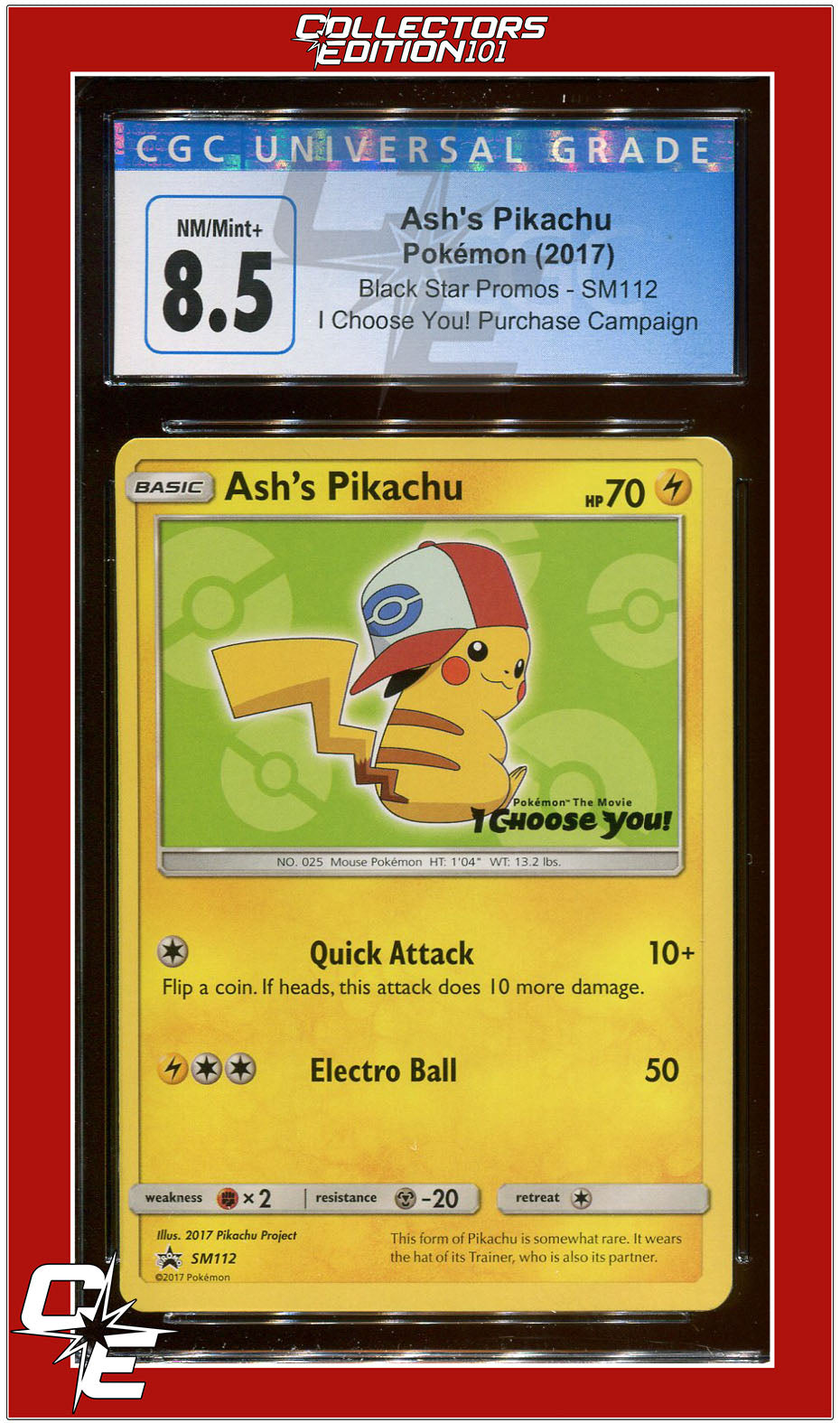 Black Star Promo Ash's Pikachu I Choose You! SM112 CGC 8.5