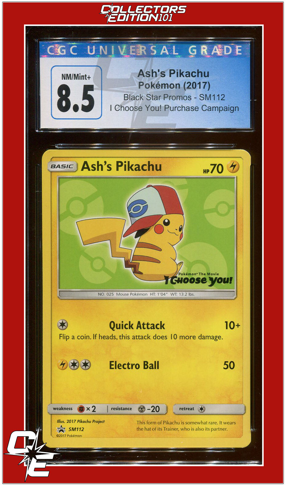 Black Star Promo Ash's Pikachu I Choose You! SM112 CGC 8.5