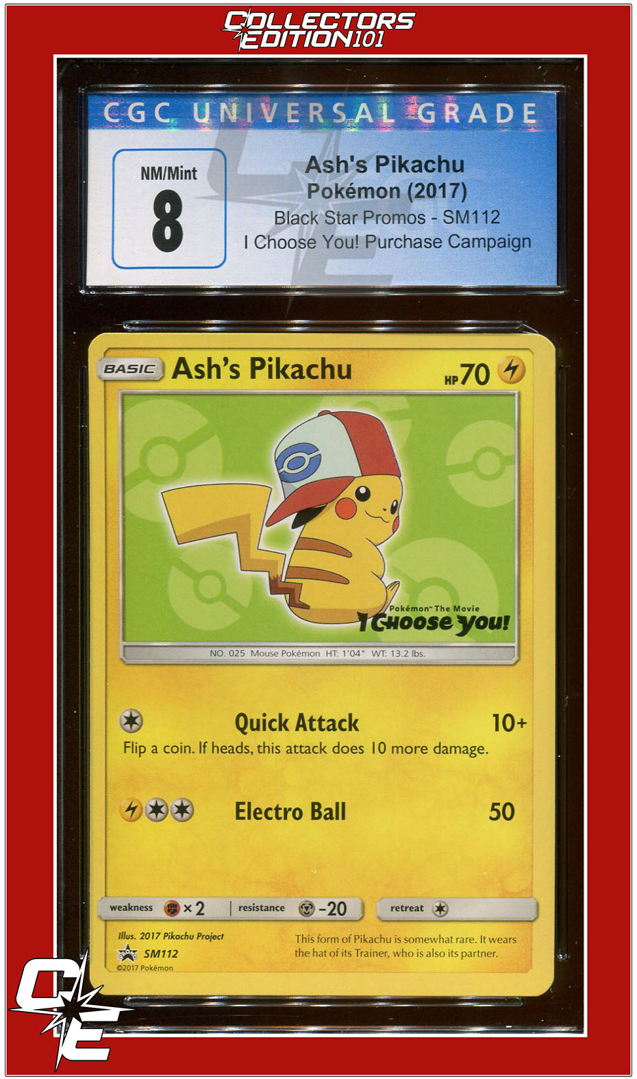 Black Star Promo Ash's Pikachu I Choose You! SM112 CGC 8
