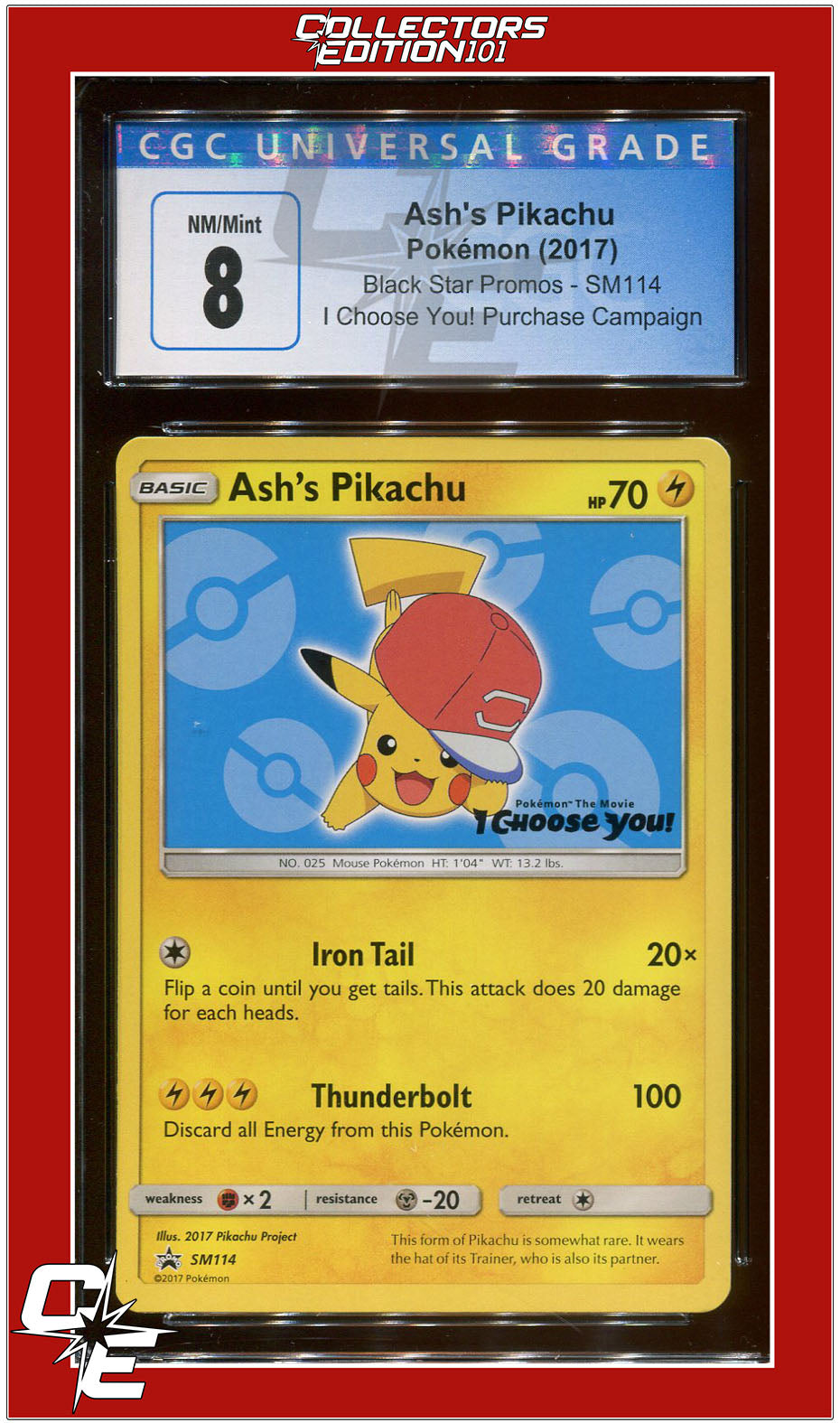 Black Star Promo Ash's Pikachu I Choose You! SM114 CGC 8