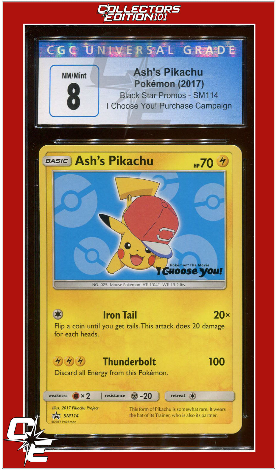 Black Star Promo Ash's Pikachu I Choose You! SM114 CGC 8