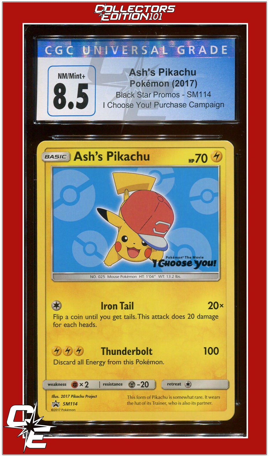 Black Star Promo Ash's Pikachu I Choose You! SM114 CGC 8.5