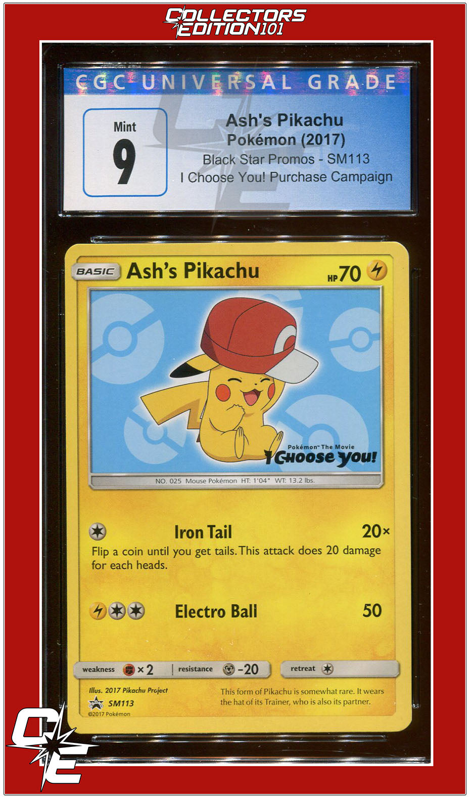 Black Star Promo Ash's Pikachu I Choose You! SM113 CGC 9