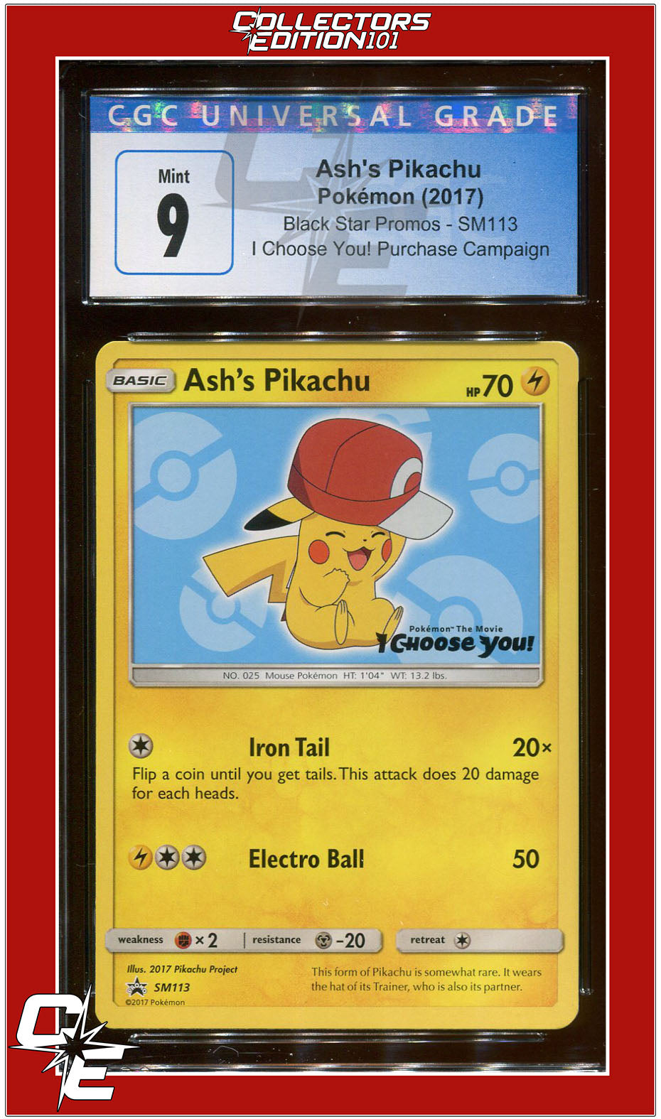 Black Star Promo Ash's Pikachu I Choose You! SM113 CGC 9