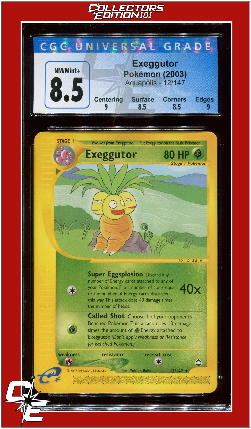 Aquapolis Exeggutor 12/147 CGC 8.5 - Subgrades