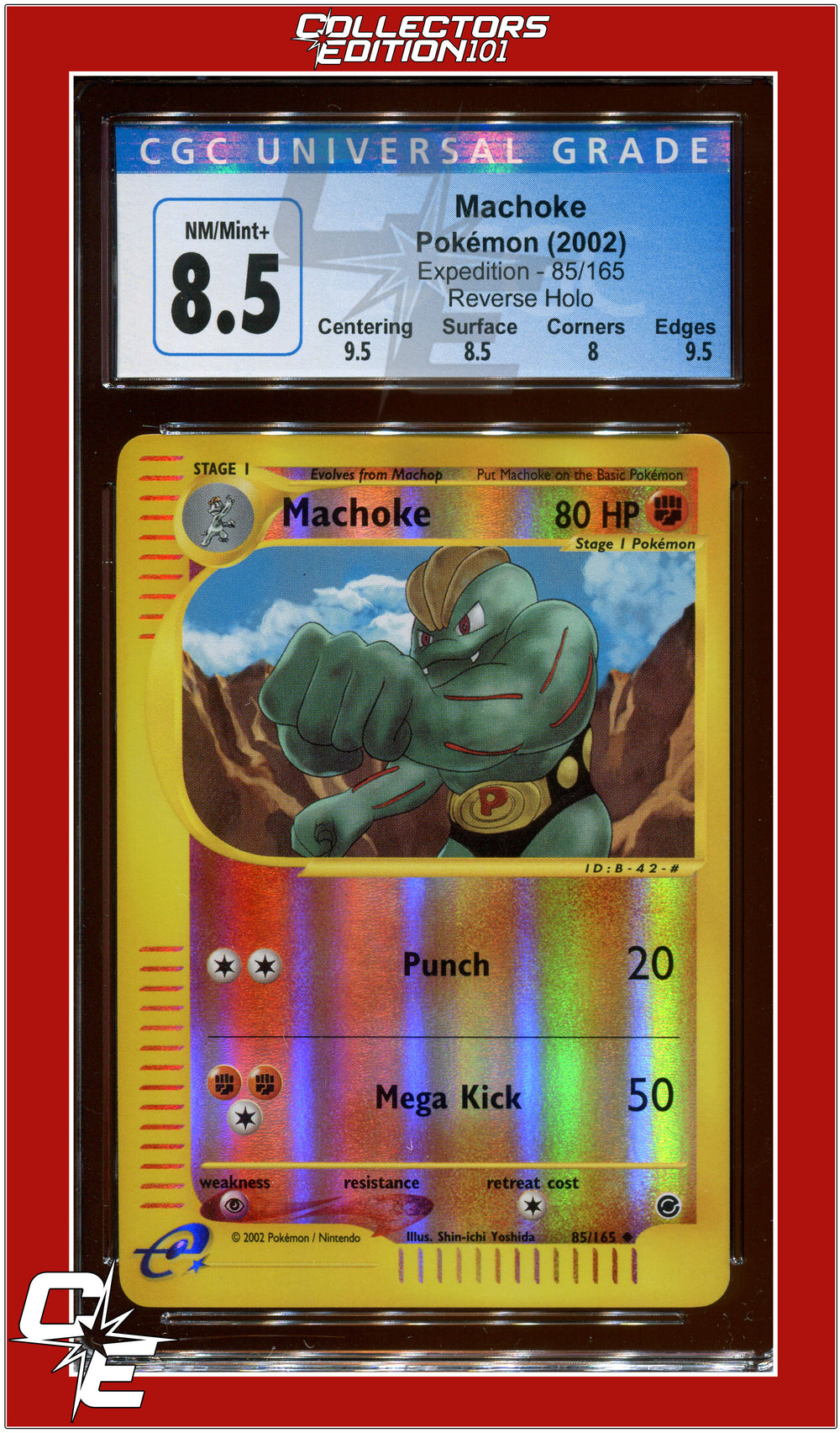 Expedition Machoke Reverse Holo 85/165 CGC 8.5 - Subgrades