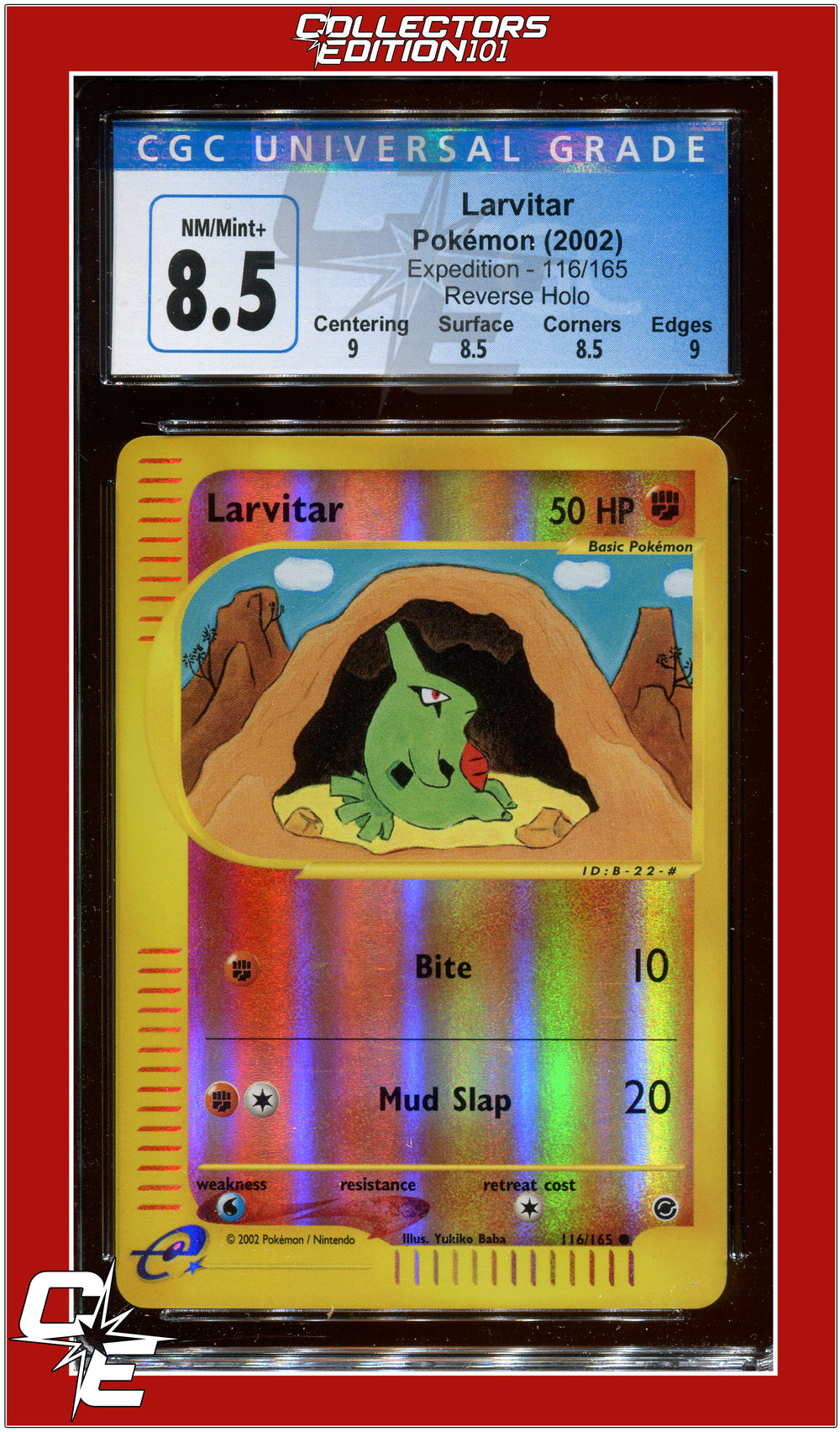 Expedition Larvitar Reverse Holo 116/165 CGC 8.5 - Subgrades