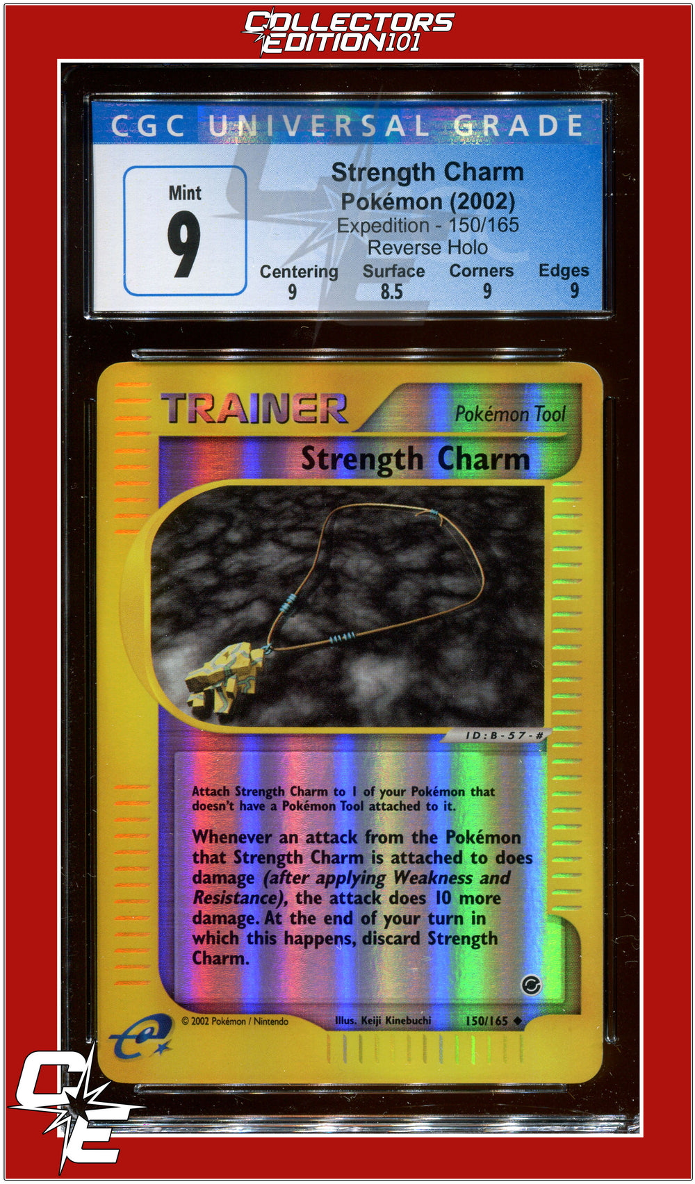 Expedition Strength Charm Reverse Holo 150/165 CGC 9 - Subgrades