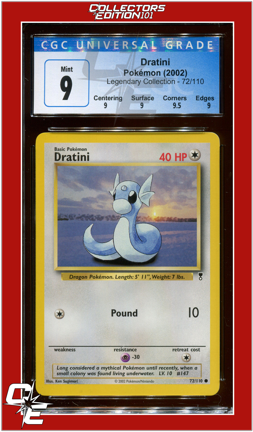 Legendary Collection Dratini 72/110 CGC 9 - Subgrades