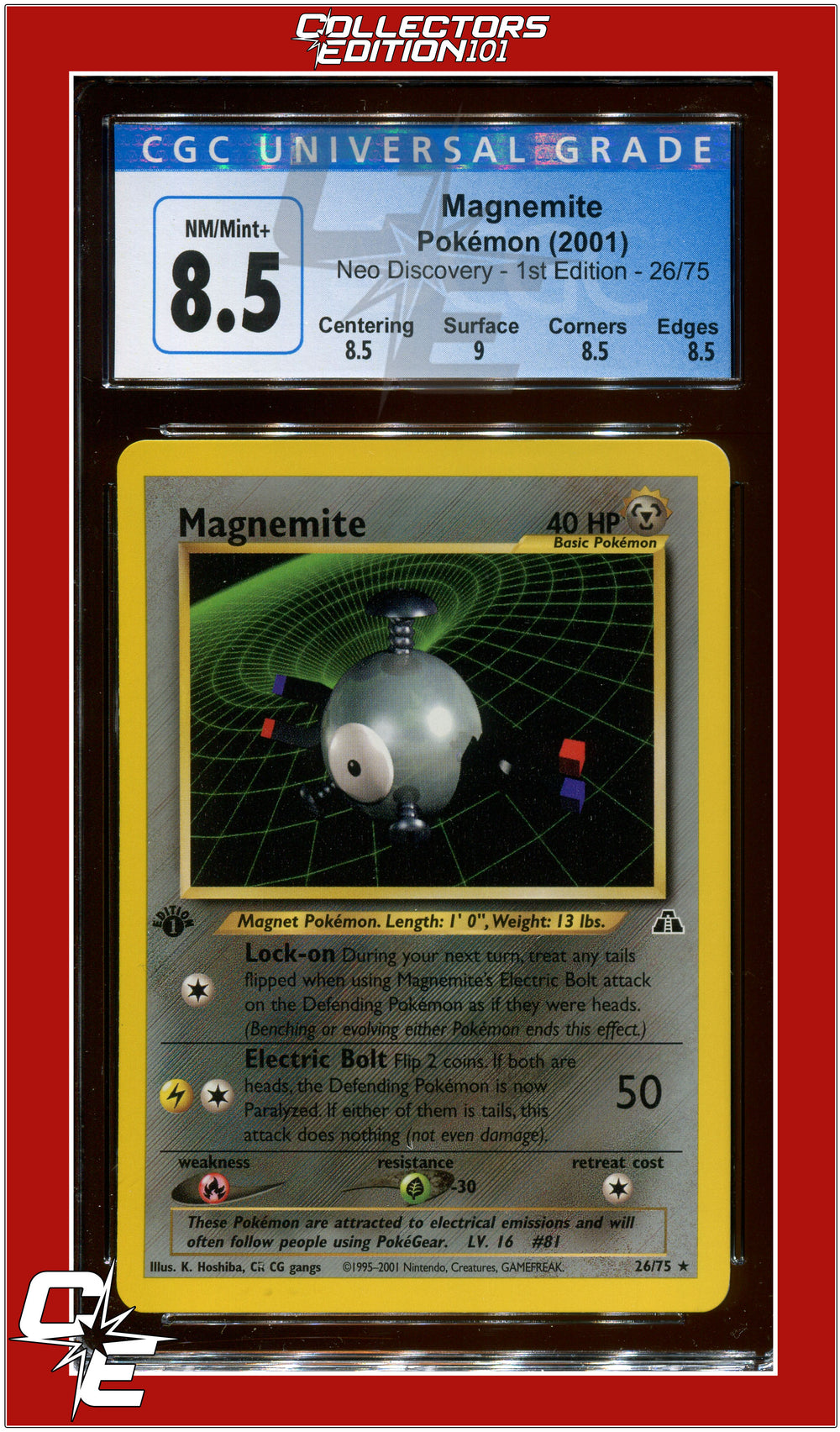 Neo Discovery 1st Edition Magnemite 26/75 CGC 8.5 - Subgrades