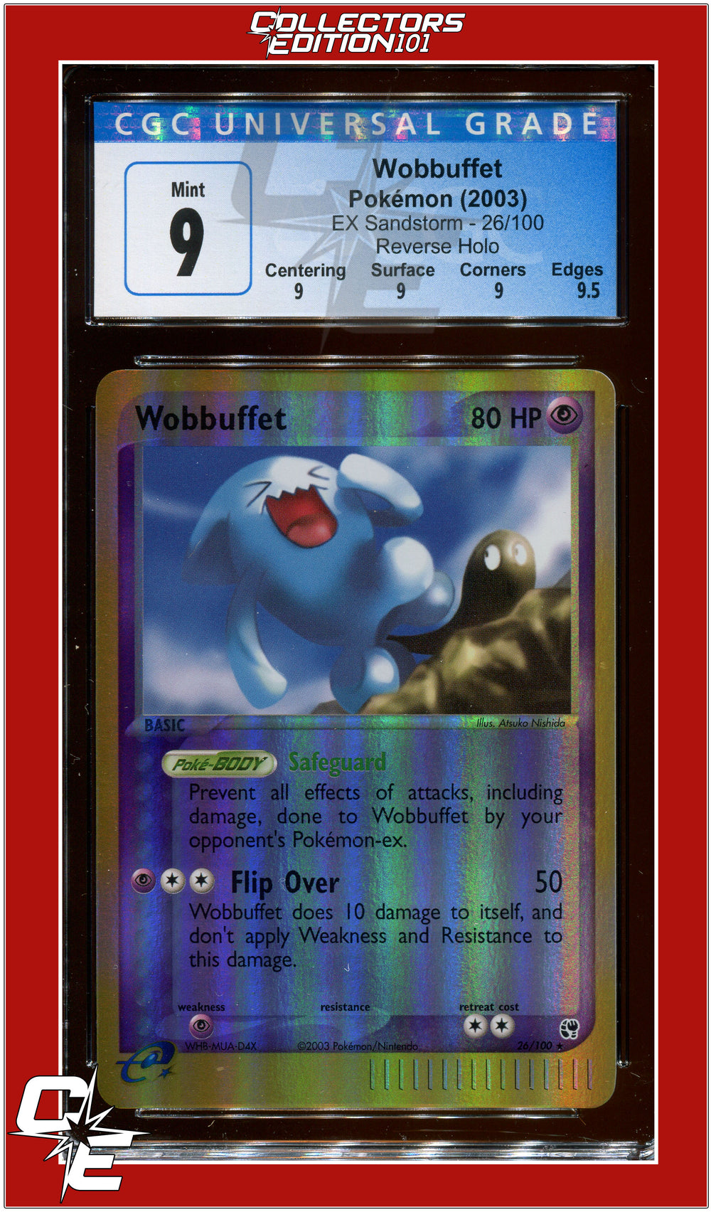 EX Sandstorm Wobbuffet Reverse Holo 26/100 CGC 9 - Subgrades