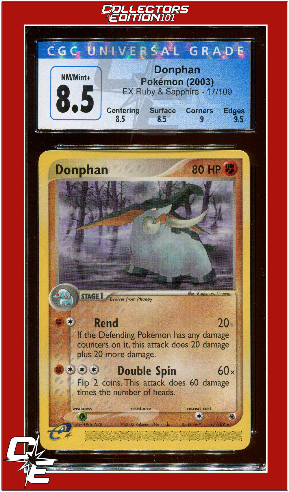 EX Ruby & Sapphire Donphan 17/109 CGC 8.5 - Subgrades