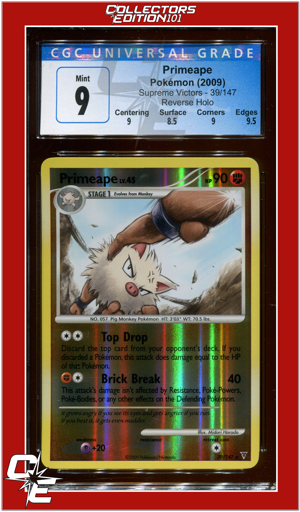 Supreme Victors Primeape Reverse Holo 39/147 CGC 9 - Subgrades