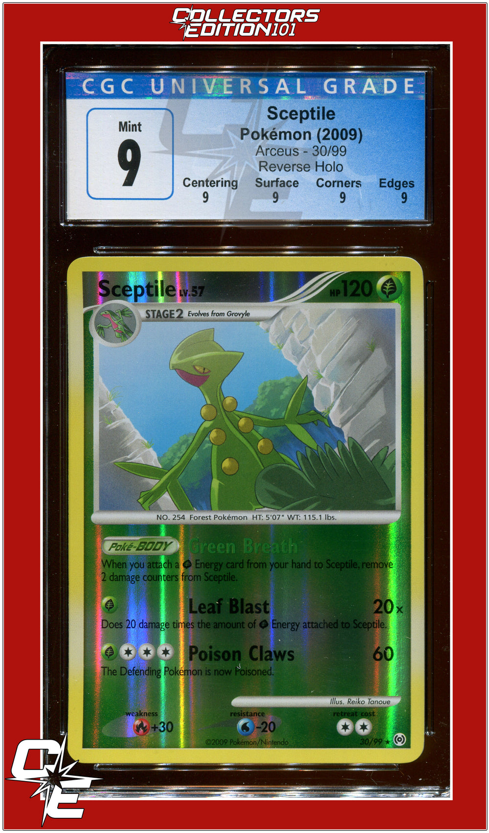 Arceus 30 Sceptile Reverse Holo CGC 9 - Subgrades