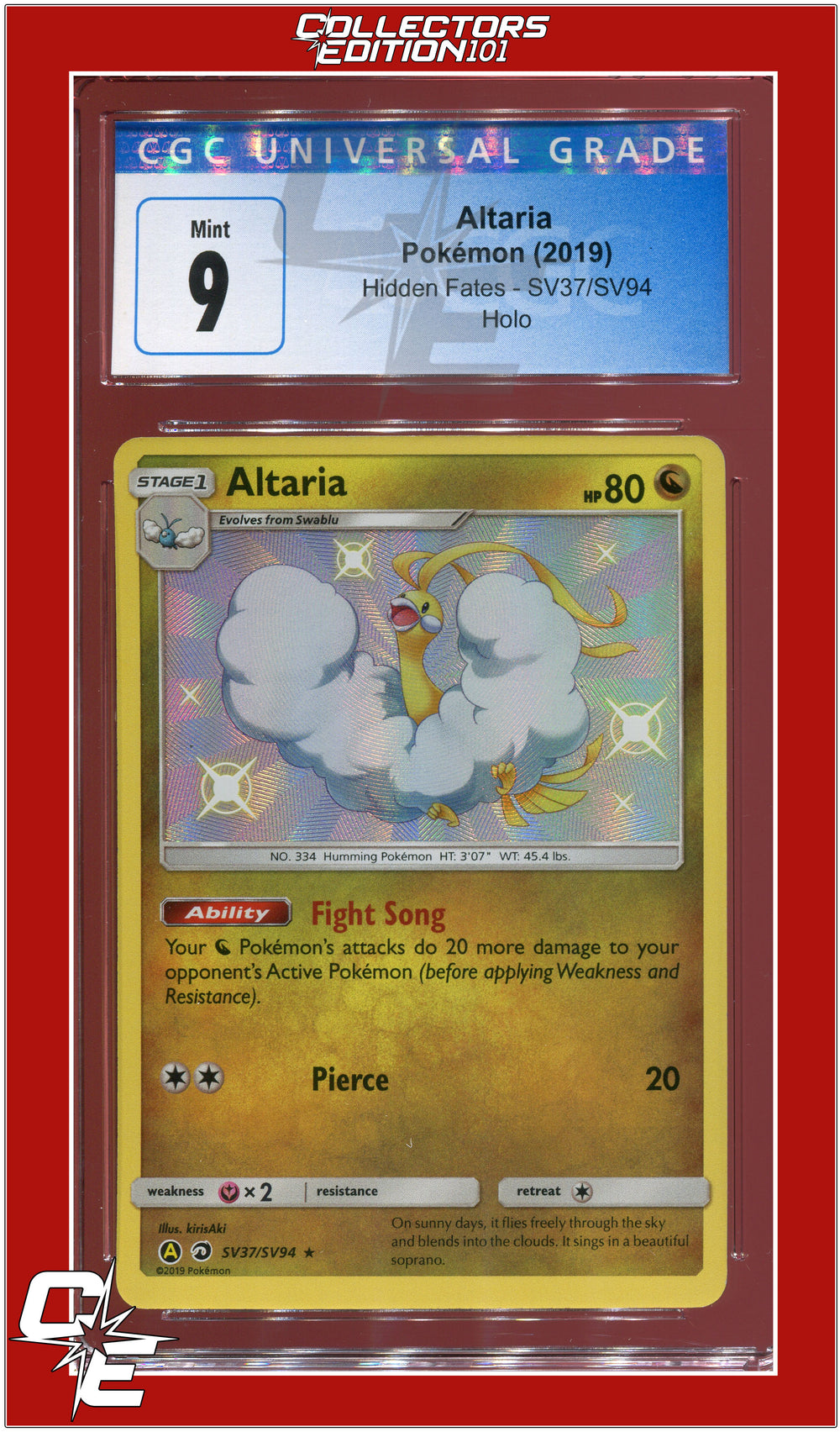 Hidden Fates Altaria Holo SV37/SV94 CGC 9