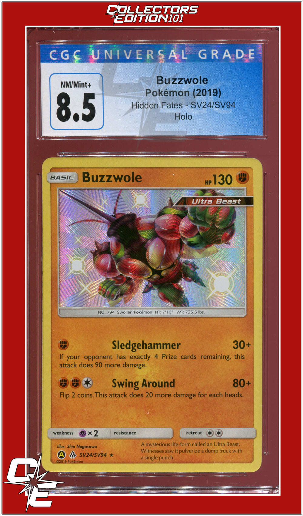 Hidden Fates Buzzwole Holo SV24/SV94 CGC 8.5