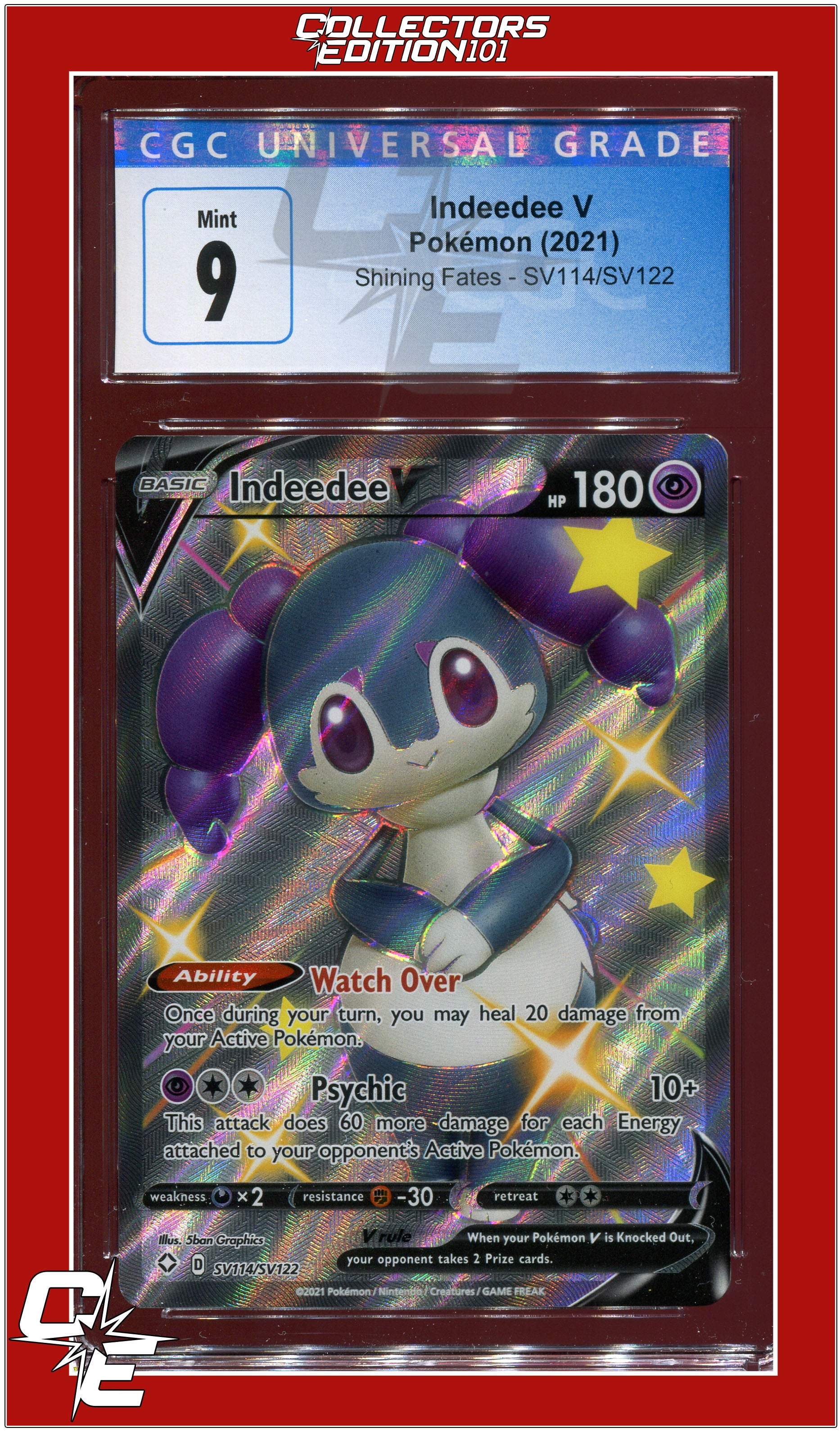 Shining Fates SV114 Full Art Indeedee V CGC 9