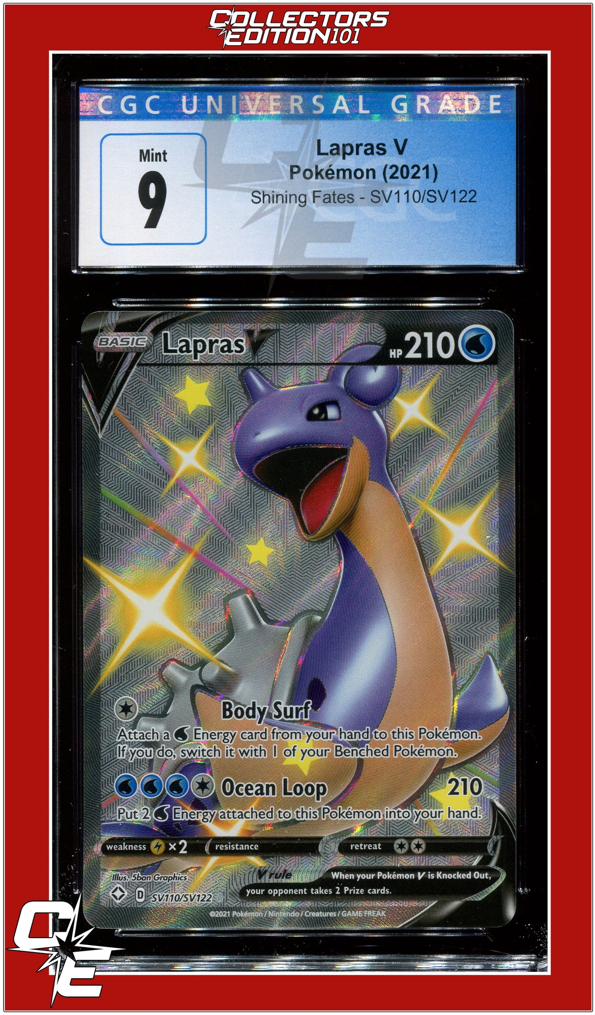 lapras v pokemon card Shining Fates SV110 Full Art Lapras V CGC 9