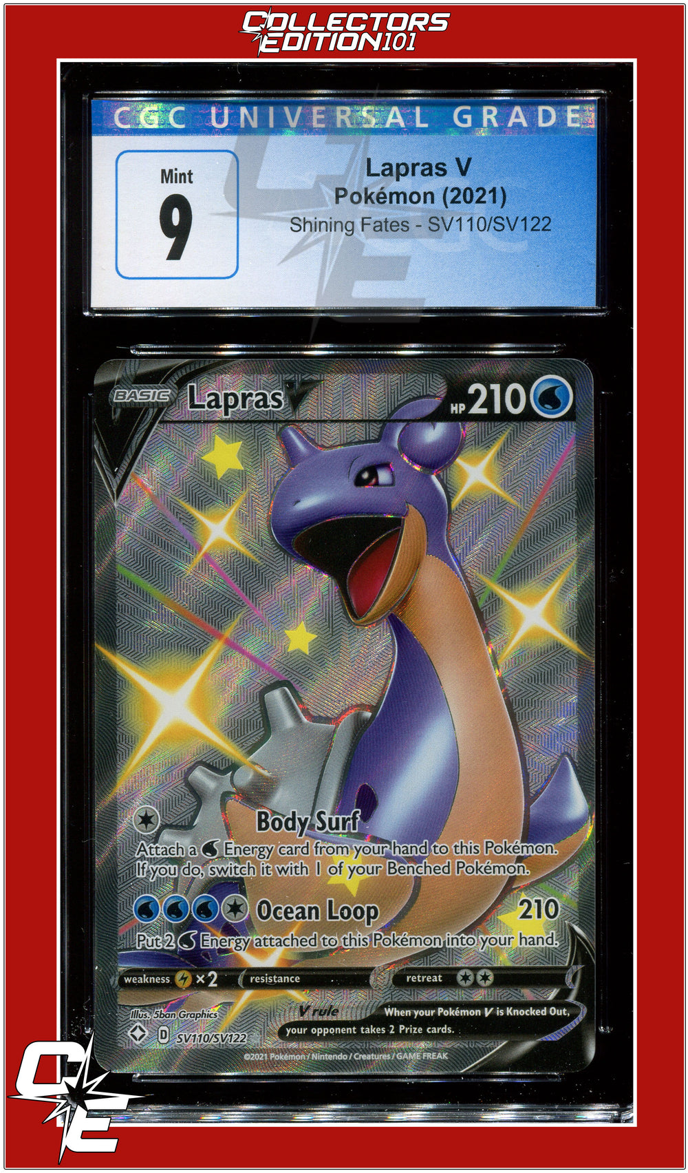 Shining Fates SV110 Full Art Lapras V CGC 9