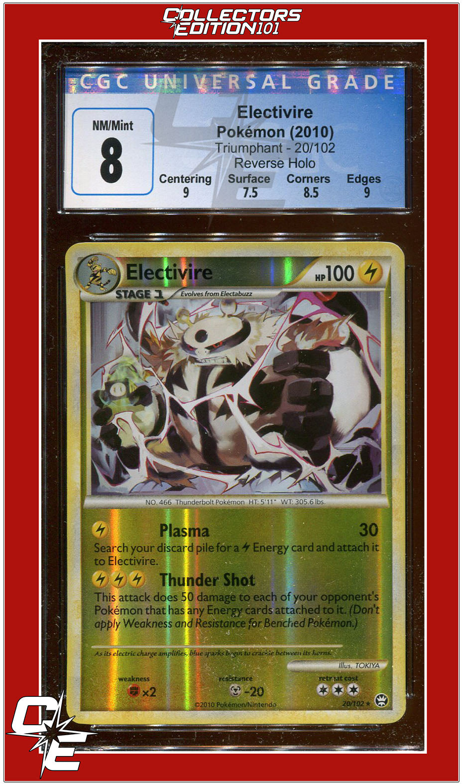 Triumphant Electivire Reverse Holo 20/102 CGC 8 - Subgrades