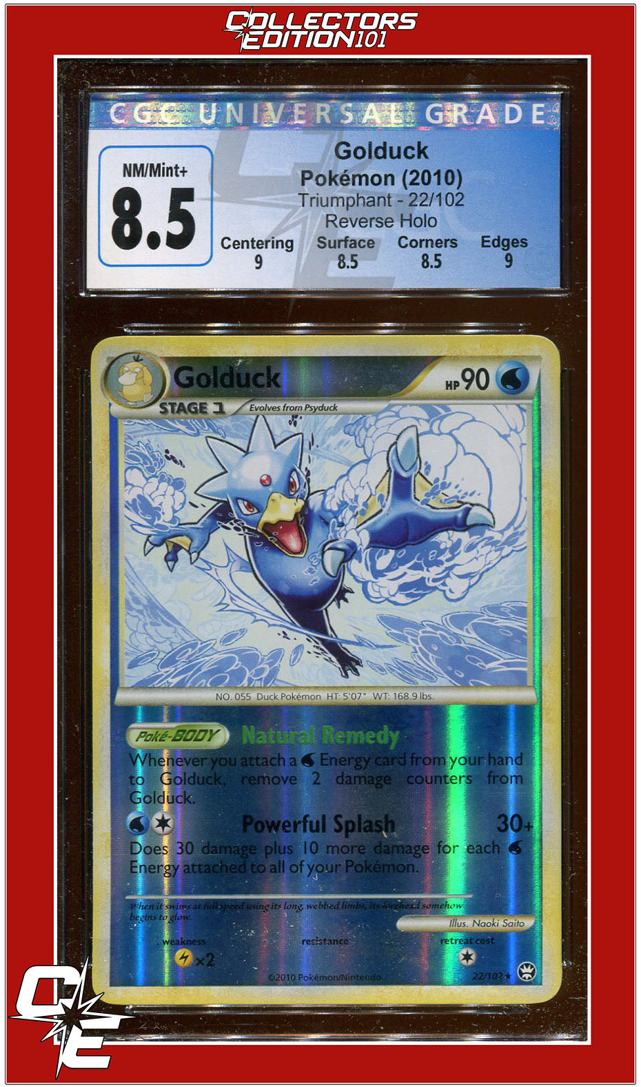 Triumphant Golduck Reverse Holo 22/102 CGC 8.5 - Subgrades